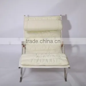 Wholesale Floor Lounge Chair FK87 Lounge Chair Grasshopper White Leather thumbnail-3