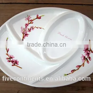 New Decal Ceramic Oval Divided Dinner Plate thumbnail-1