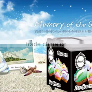 Curved Glass Door Freezer For Ice Cream Showcase thumbnail-5