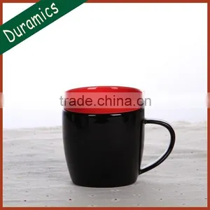 Wholesale Colorful Printing Ceramic Tea Cup With Lid and Handle thumbnail-3