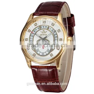 Genuine Leather Strap Man Automatic Watch 6hands Wrist Watch With Diamond thumbnail-6