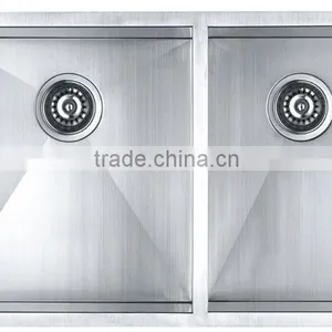 Two Bowls Stainless Steel Commerical Hand Made Kitchen Sink GR-3320 thumbnail-4