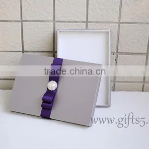 Custom Handmade Wedding Invitation Box With Pearl thumbnail-1