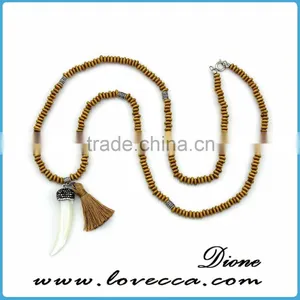 Hot Sale Handmade Wooden Multicolor Gemstone Necklaces Pendant for Lady thumbnail-6