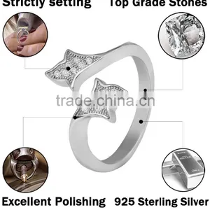 925 Steriling Silver Open Ended Hug Hands Shaped Ring for Lovers and Couples thumbnail-2
