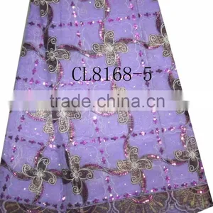 African Organza Lace With Sequins Embroidery CL8168-5purple thumbnail-1