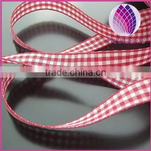 Grosgrain Ribbons ,red, 2/5inch Wide With Gingham thumbnail-1