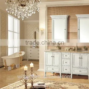 Wood Bathroom Vanity Unit Only White With Marble Counter Top WTS840 thumbnail-3