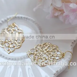 Large Gold Moroccan Filigree Earrings Boho Chic Bohemian Dangle Earrings thumbnail-2