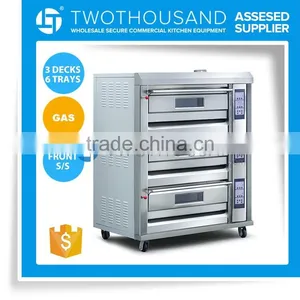 3 Decks 6 Trays Bakery Gas Front S/S Stainless Steel Outdoor Bread Oven thumbnail-1