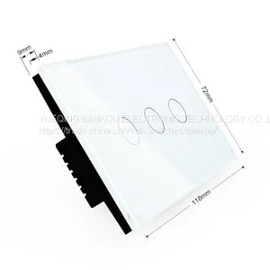 US Three Gang One Way ,110V/250V50HZ/60HZ Crystal Glass Panel Touch Light Switch thumbnail-2