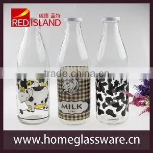 Wholesale 1L Glass Milk Bottle With Printings thumbnail-5