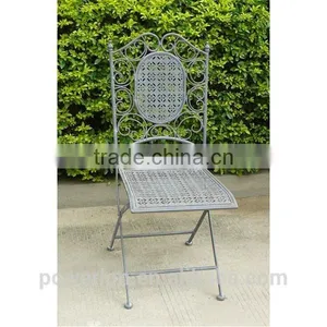 POWERLON Vintage Folding Square Chair Metal Antirust Outdoor Furniture thumbnail-4
