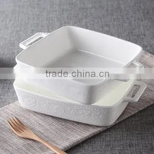7'' White Porcelain Bakeware With Handle Square White Porcelain Tray Porcelain Bakeware thumbnail-1