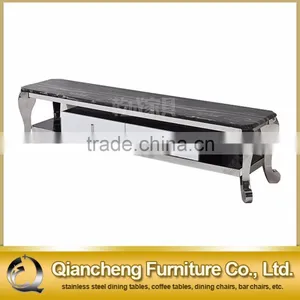 Black Marble tv Stand Free Standing Stainless Steel Frame thumbnail-1