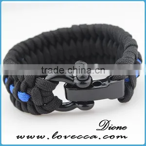 Stainless Steel Shackle Buckle Hiking Outdoor Survival Paracord Bracelet thumbnail-1