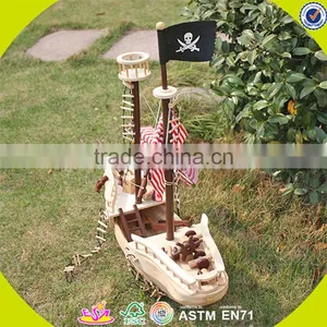 Оптовая продажа DIY 3D деревянного детского пиратского корабля в виде игрушки, ручной работы, деревянная пиратская корабель для детей, классная деревянная игрушка для детей - пиратский корабль W03B001 thumbnail-4
