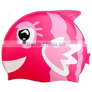 High Quality Fish Shaped Silicone Swimming Caps Swimming Hats for Kids thumbnail-2