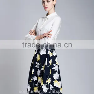 Spring-Summer Season Ladies Long Sleeve Polo Collar White Shirt Blouse thumbnail-2