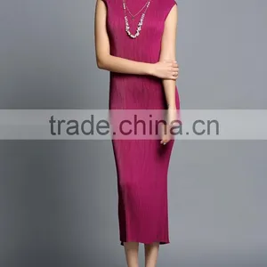Maxi Sleeveless Plicated Fishtail Women Vest Dress thumbnail-2