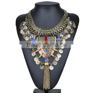 Vintage Alloy Blue Resin Collar Necklace for Womens thumbnail-1