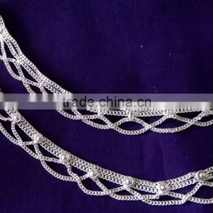 SILVER TONE Chain Payal ANKLETS Feet Bracelet PAIR thumbnail-2