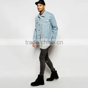 Custom Jacket Light Blue Fashion Style Denim Casual Jacket OEM Factory thumbnail-4