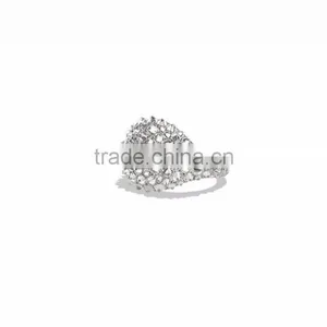 Elegant CZ Studded Rhodium Plated Designer Ring thumbnail-1
