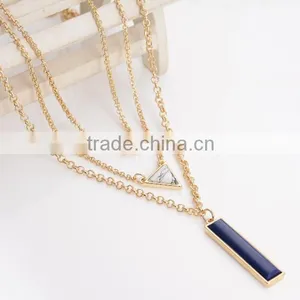 Zm35321a Wholesale Chain Statement Jewelery Gold Plated Turquoise Necklace 2017 thumbnail-1