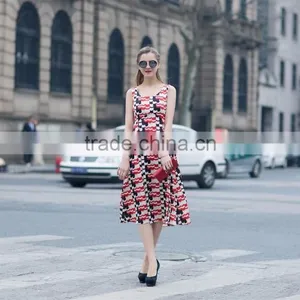 Ladies's Summer Fashion Chiffon Printed Dress in Casual Dress Slim Fit Sleeveless Long Dress Casual Skirt thumbnail-2
