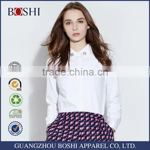 Factory Price For Embroidered Flower Of Ladies Casual Double Breasted Shirt thumbnail-1
