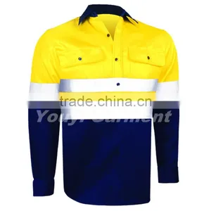 Hi-vis Mens Two Tone 100 Cotton Work Shirts thumbnail-1