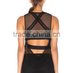 Wholsale OEM Women's 3pcs Yoga Set Jacket And Elastic Workout Leggings Pants Hot Sexy Xxx Mesh Sports Wear thumbnail-2