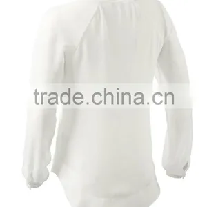 Extrem Slim Fit no Collar Chiffin Fancy White Blouse Casual thumbnail-2