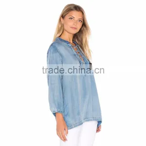 Ladies Fancy Jeans Top Lace Up Design thumbnail-2