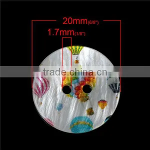 Wholesale Scrapbooking Round Natural Two Holes Fire Balloon Pattern Shell Sewing Button thumbnail-2