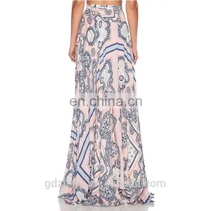 Grey Floral Printed Wholesale Long Skirt With High Slip thumbnail-4