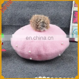 Pearl Kids Wholesale Hat With Real Fox Fur Pom Pom Hat thumbnail-1