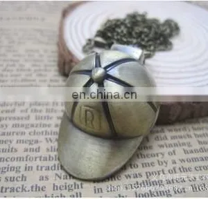 Hot Sale Stripe Hat Cap Design Pocket & Watches Bronze Antique Pocket Watch Vintage Retro Quartz Watch for Women Men Kids thumbnail-2