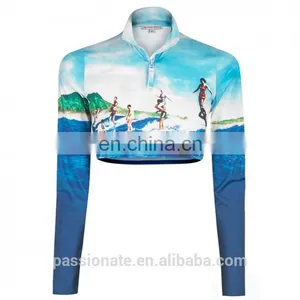 Factory Custom Sublimated Cropped Surf Rash Guard for Women thumbnail-2