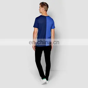 New Arrival Round Neck Contrast Color Half Panel Oversized Tshirt Wholesale thumbnail-2