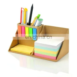 New Recycled Paper Memo Notepad Set With Pen Container and Self-adhensive Papers thumbnail-1