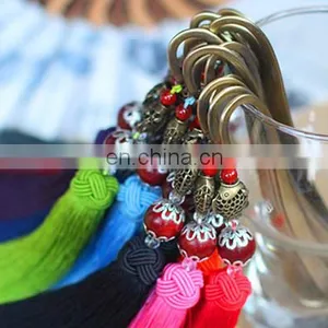 China Style Custom Engraved Logo Bookmarks Black Antique Metal Bookmarks With Fringe Decoration thumbnail-5