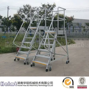 Portable Warehouse Aluminum Ladder With Platform thumbnail-3