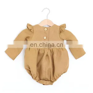 Infants & Toddler Clothes Full Sleeve Ruffle Princess Baby Girls Linen Romper thumbnail-6