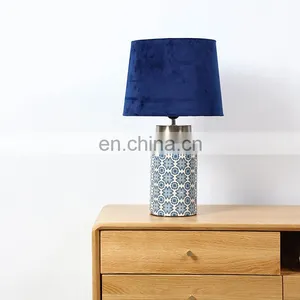 Living Room Decorative Lights Office Hotel Blue Ceramic Table Lamp for Home Decor thumbnail-2