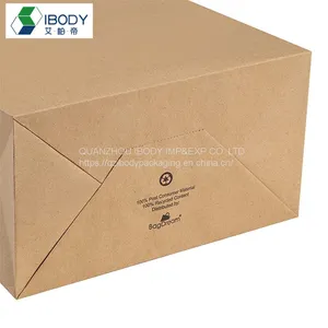 Shopping Bag With Custom Logo Large Brown Food Paper Bag Recycled With Handle thumbnail-4
