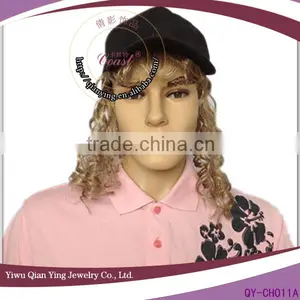 Mens Black Baseball Cap Wigs Caps Men Wig thumbnail-1