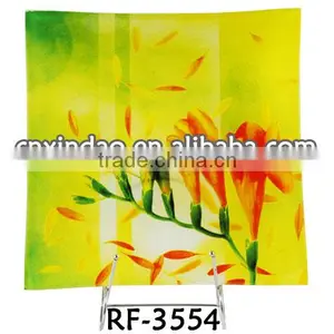New Style Custom Print Square Gift Clear Decorative Murano Art Glass Wall Plates thumbnail-1