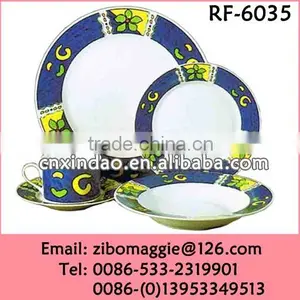 Elegant Floral Designed 20pcs Round Restaurant Porcelain Dinnerware Set Not Expensive thumbnail-1